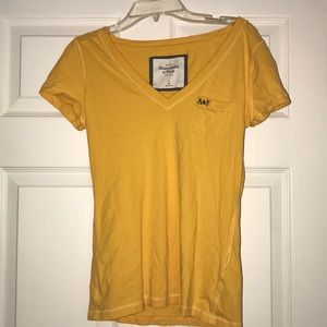 Abercrombie & Fitch yellow v-neck pocket tee